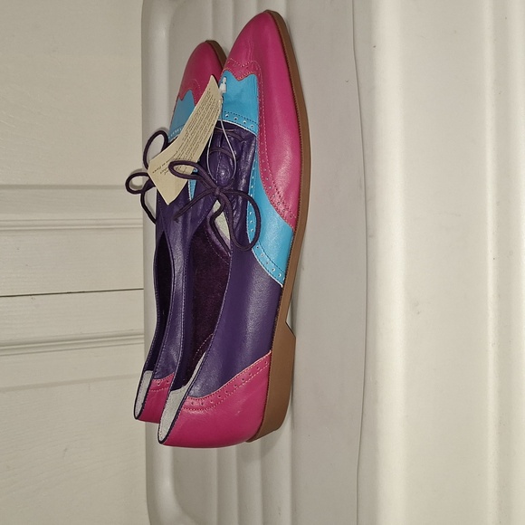 Frisco Bay vintage leather lace-up oxfords wing tips - 9M - purple pink teal - Picture 5 of 8